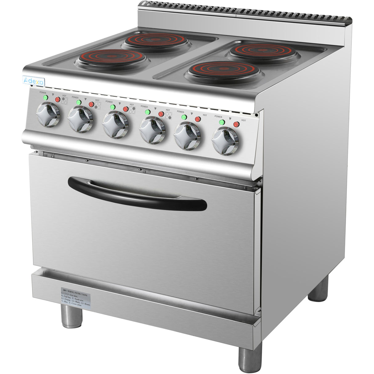 Commercial Electric Cooker 4 Burners With Electric Oven 8k W+4.8k W 700mm Depth | Hrq712 A