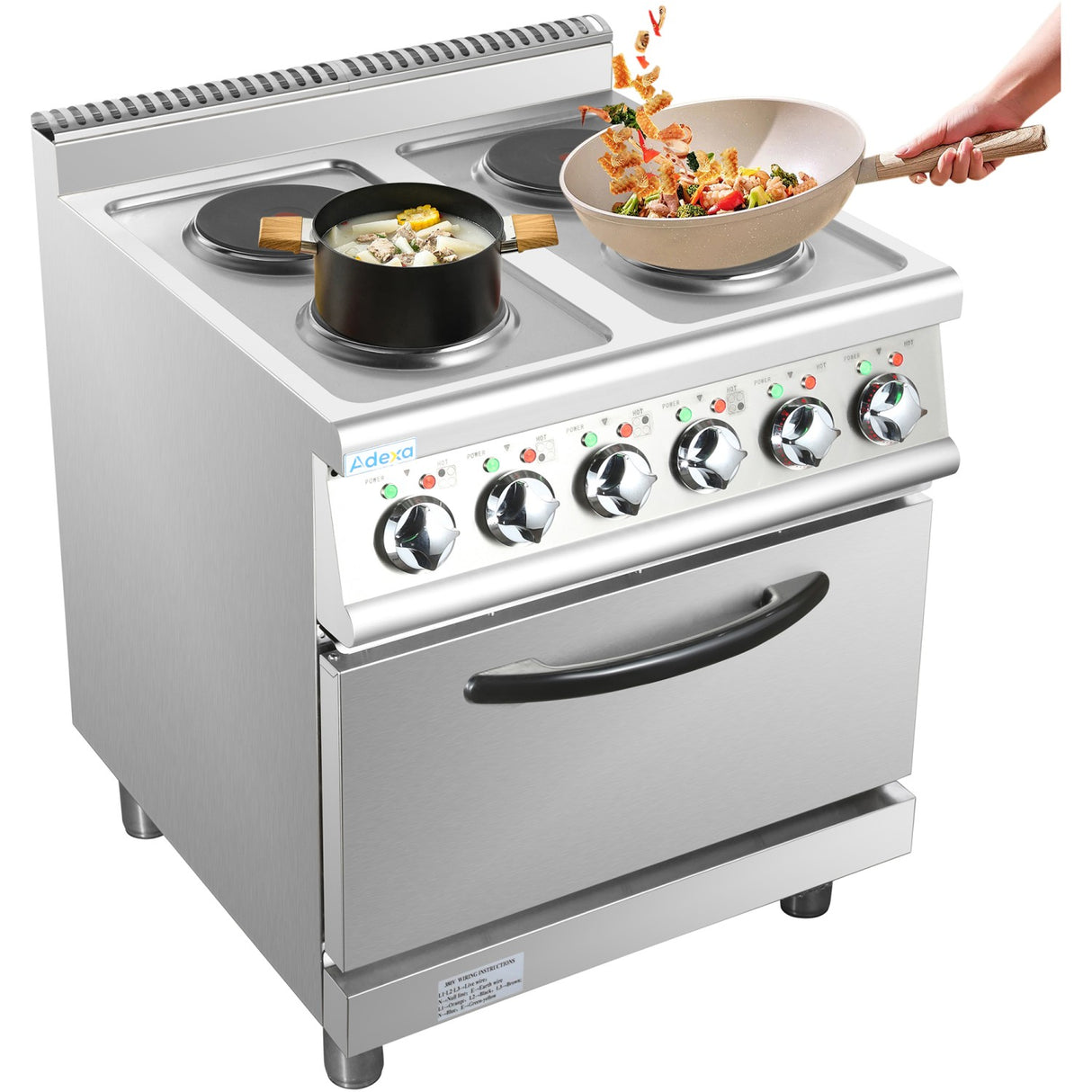 Commercial Electric Cooker 4 Burners With Electric Oven 8k W+4.8k W 700mm Depth | Hrq712 A