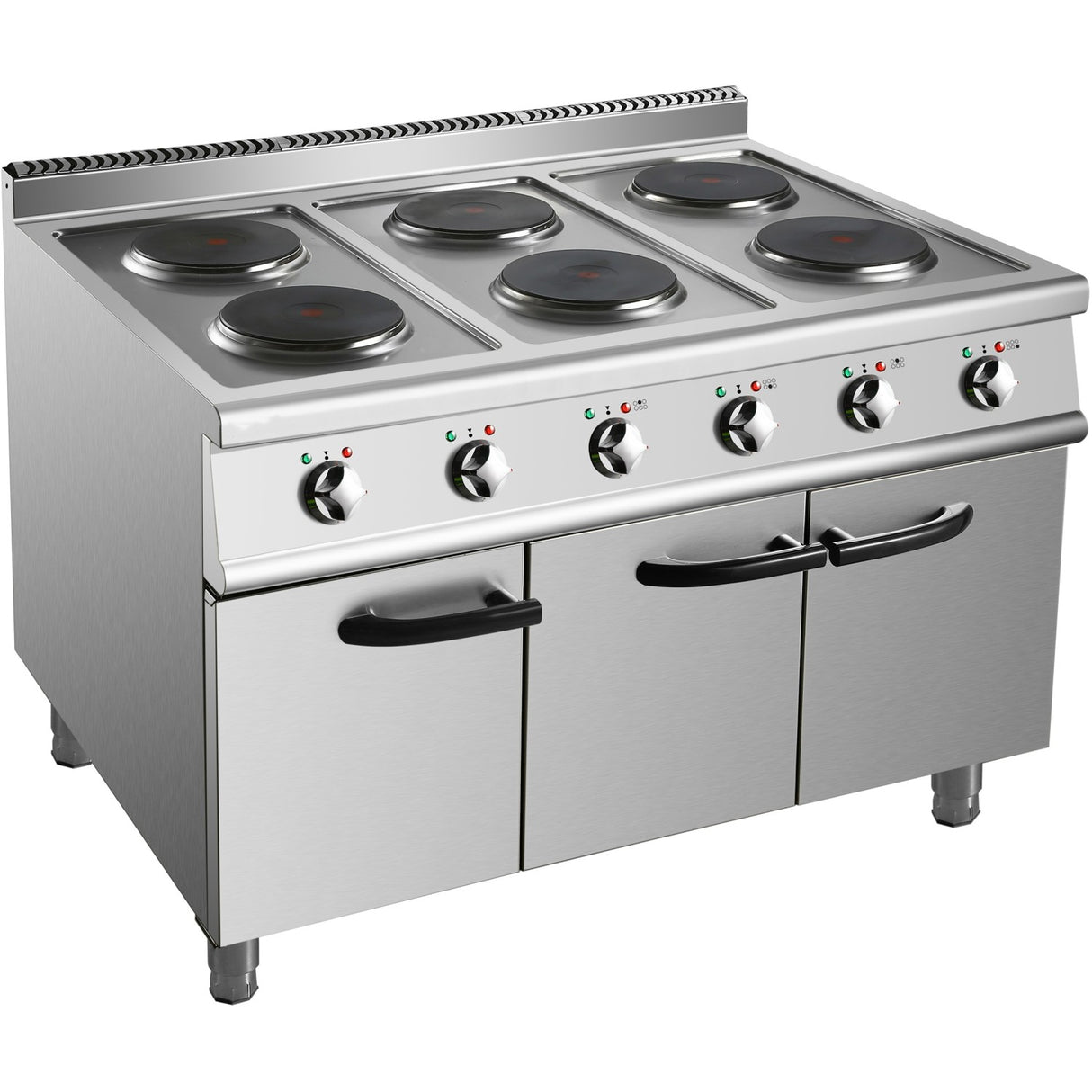 Commercial Electric Cooker 6 Burners With Cabinet Base 6x2k W 700mm Depth | Hrq762
