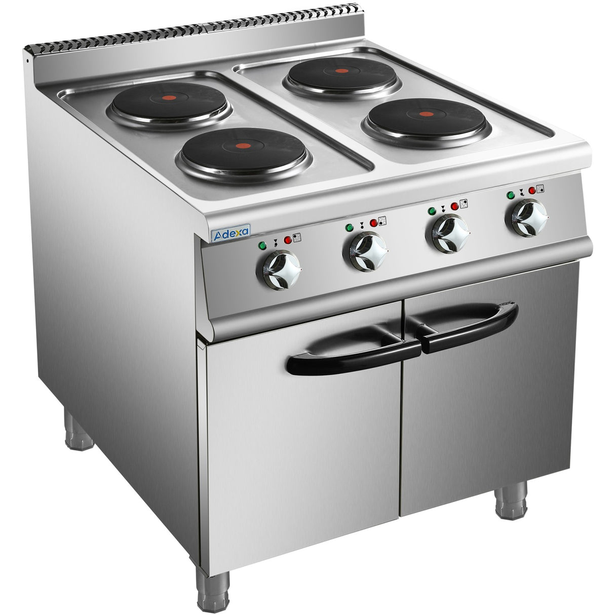 Commercial Electric Cooker 4 Burners With Cabinet Base 8k W 700mm Depth | Hrq712