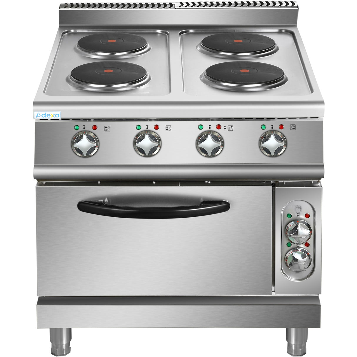 Commercial Electric Cooker 4 Burners With Electric Oven 10.4k W+4.8k W 900mm Depth | Hrq912 A