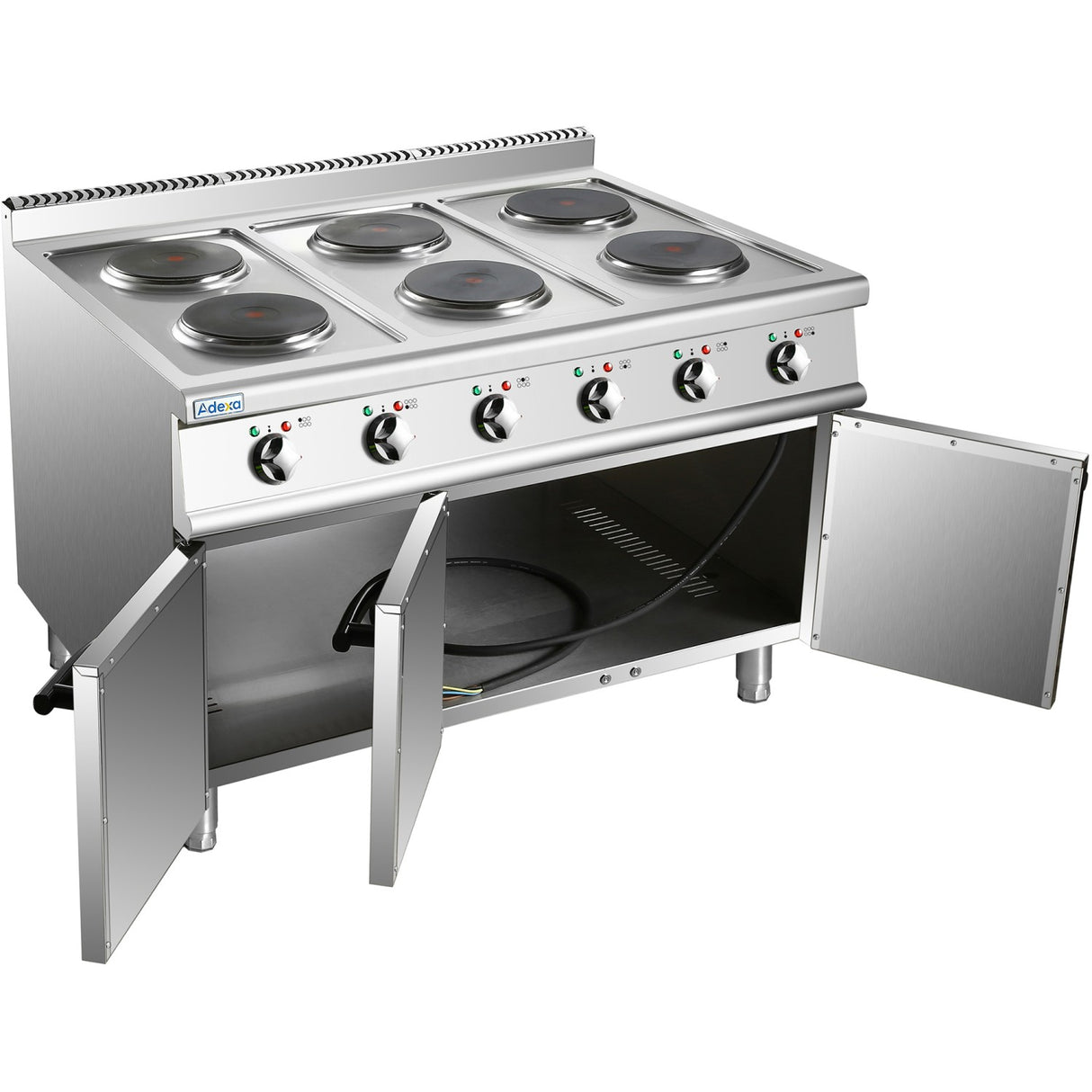 Commercial Electric Cooker 6 Burners With Cabinet Base 15.6k W 900mm Depth | Hrq962
