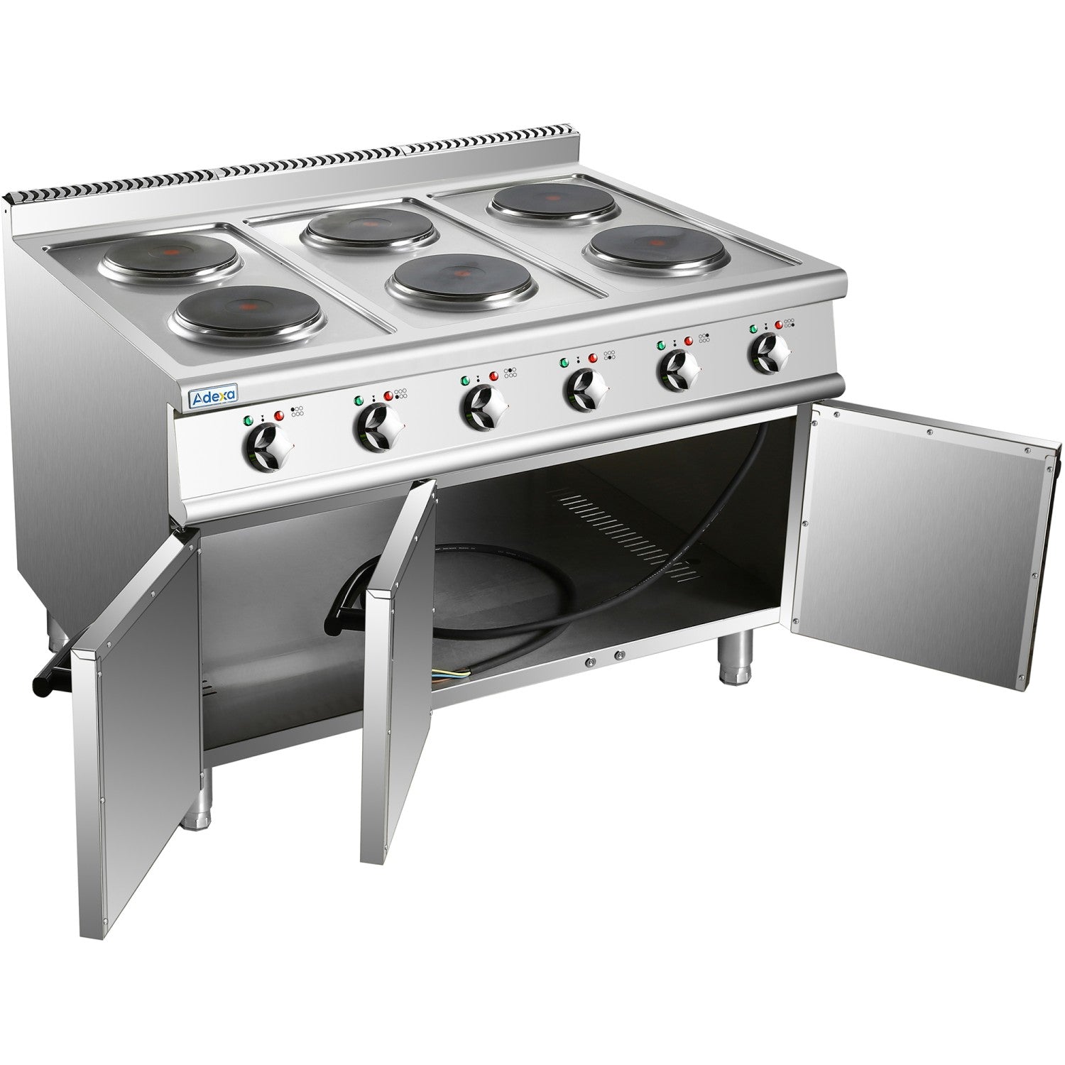 Commercial Electric Cooker 6 Burners With Cabinet Base 15.6k W 900mm Depth | Hrq962