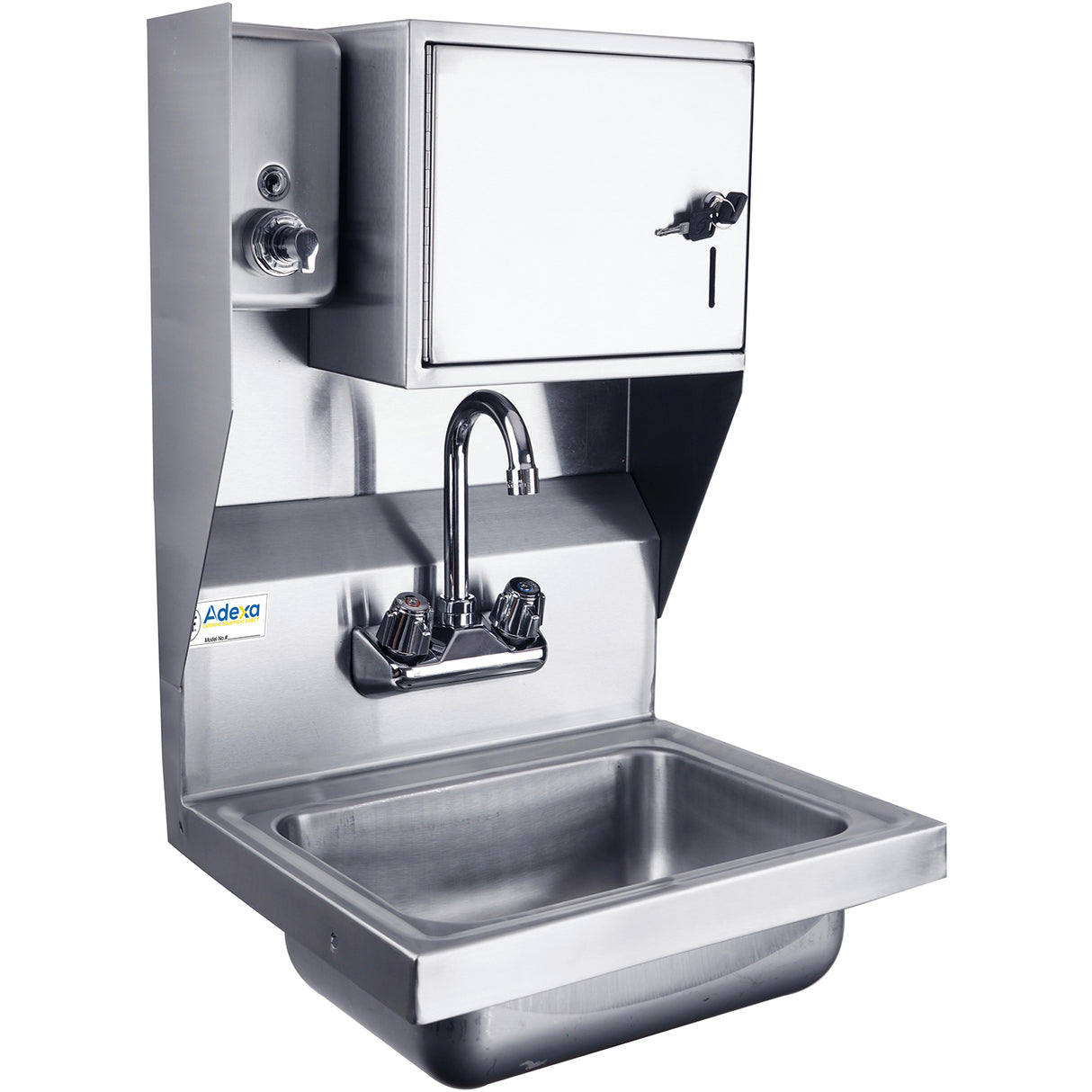 Wall Mounted Hand Sink With Faucet &Amp; Automatic Soap Dispenser &Amp; Paper Towel Dispenser Side Splash Stainless Steel | Hs17 Sdtd