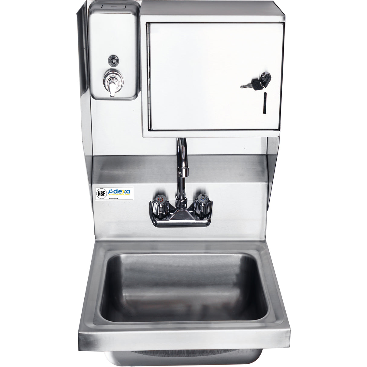 Wall Mounted Hand Sink With Faucet &Amp; Automatic Soap Dispenser &Amp; Paper Towel Dispenser Side Splash Stainless Steel | Hs17 Sdtd