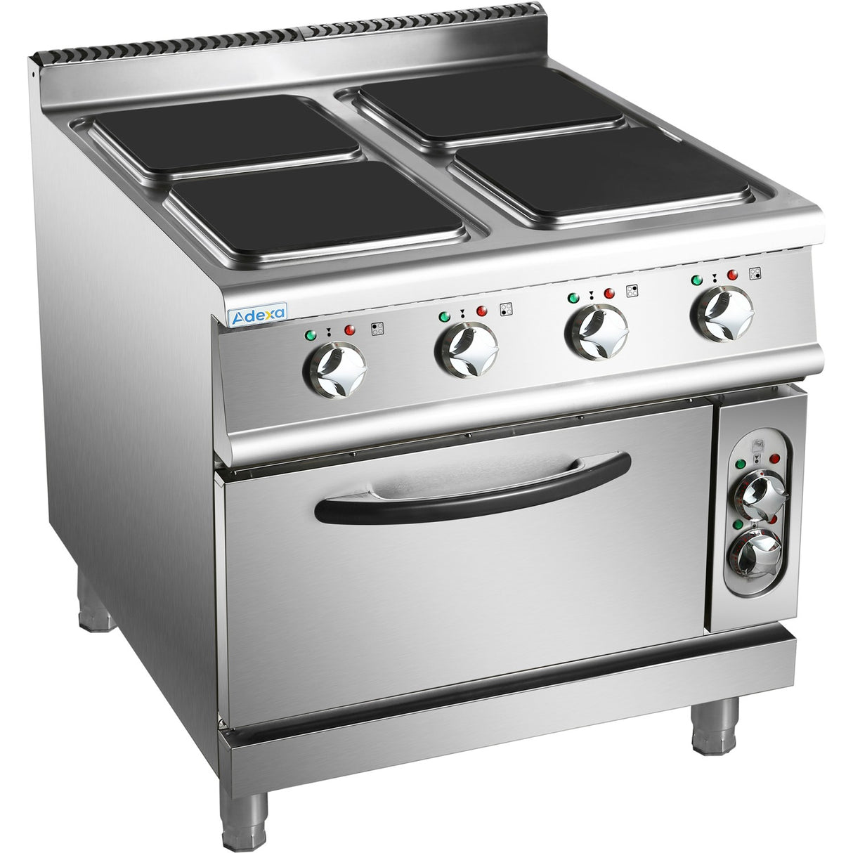Commercial Electric Cooker 4 Square Burners With Electric Oven 16k W+4.8k W 900mm Depth | Hsq912 B