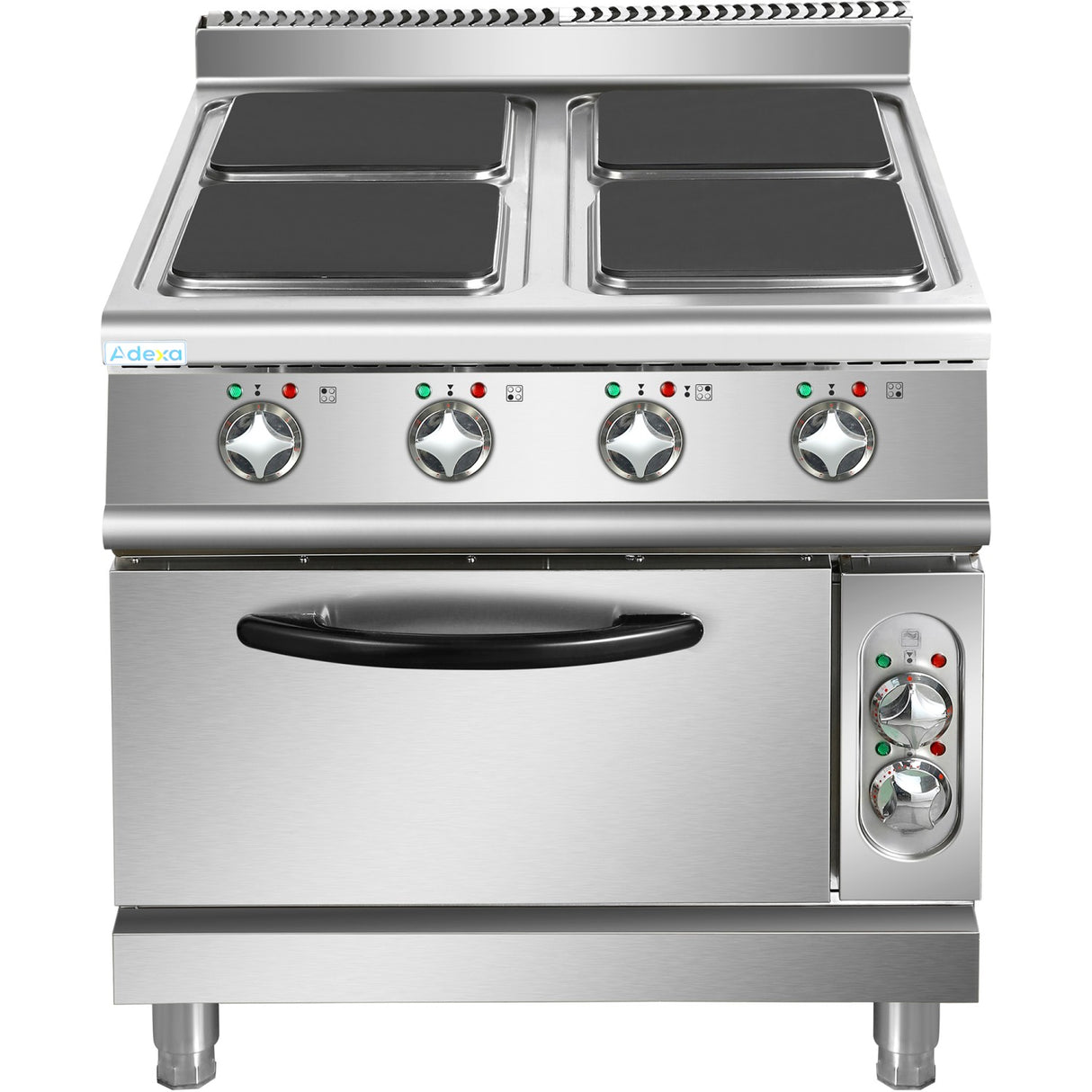 Commercial Electric Cooker 4 Square Burners With Electric Oven 16k W+4.8k W 900mm Depth | Hsq912 B