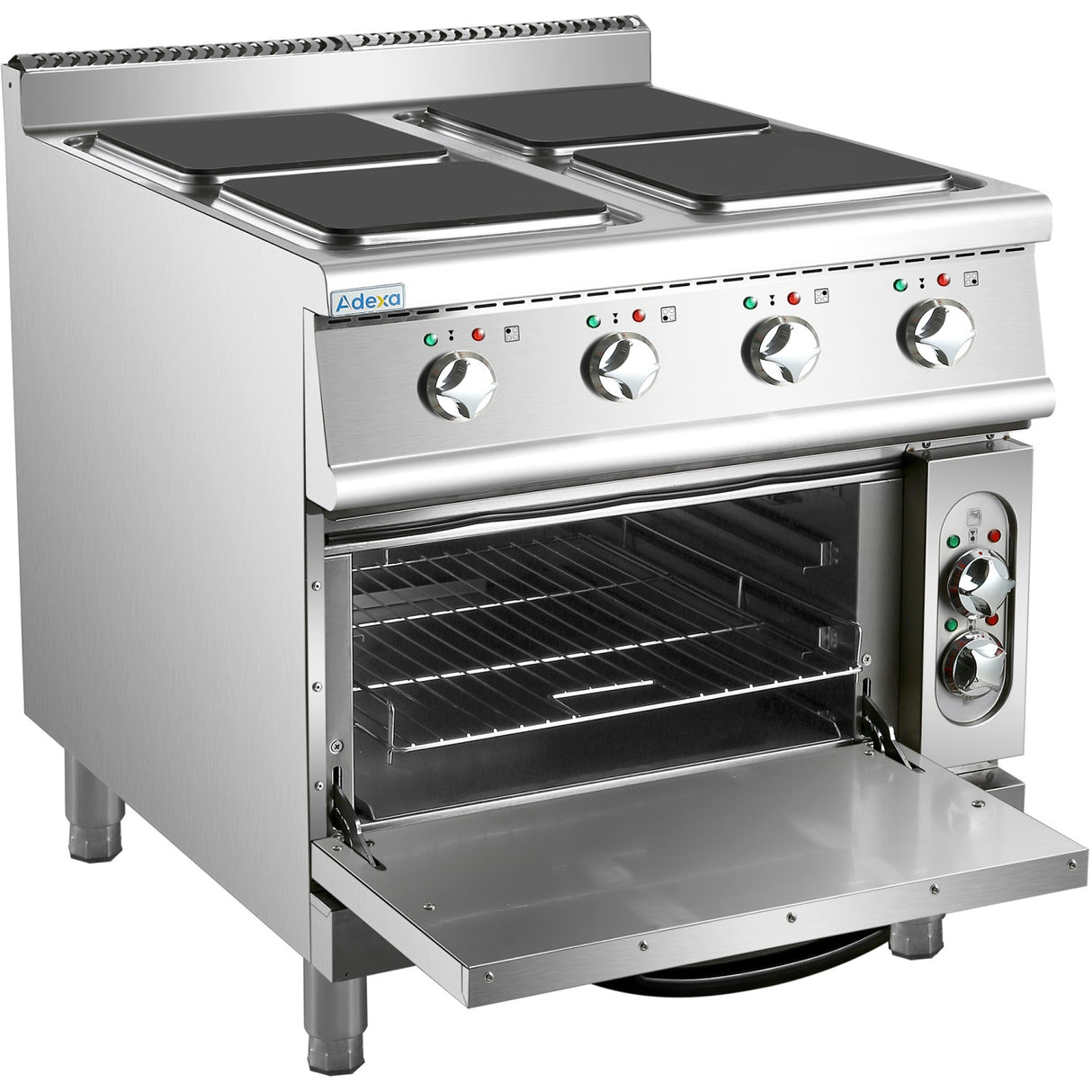 Commercial Electric Cooker 4 Square Burners With Electric Oven 16k W+4.8k W 900mm Depth | Hsq912 B