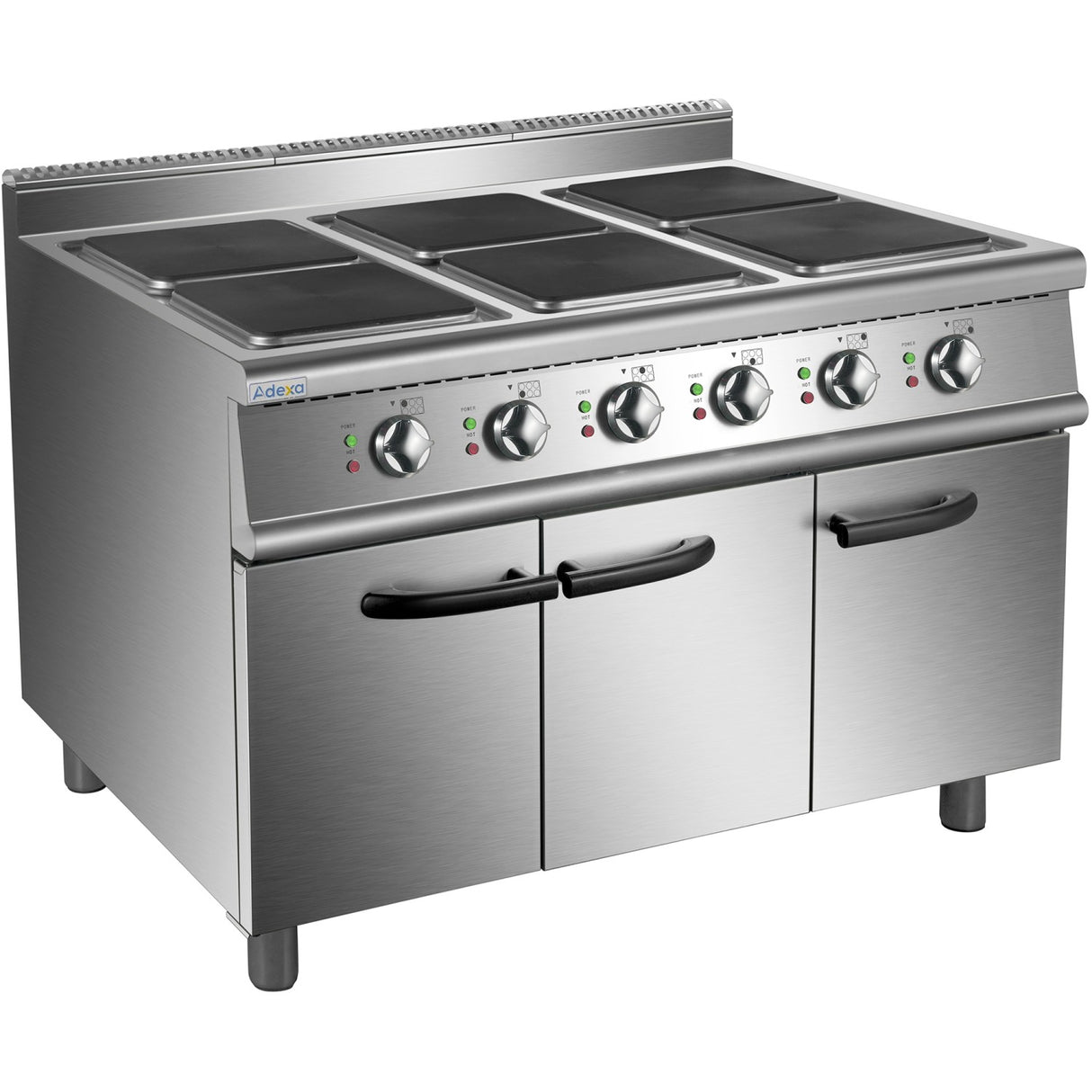 Commercial Electric Cooker 6 Square Burners With Cabinet Base 900mm Depth | Hsq962 C