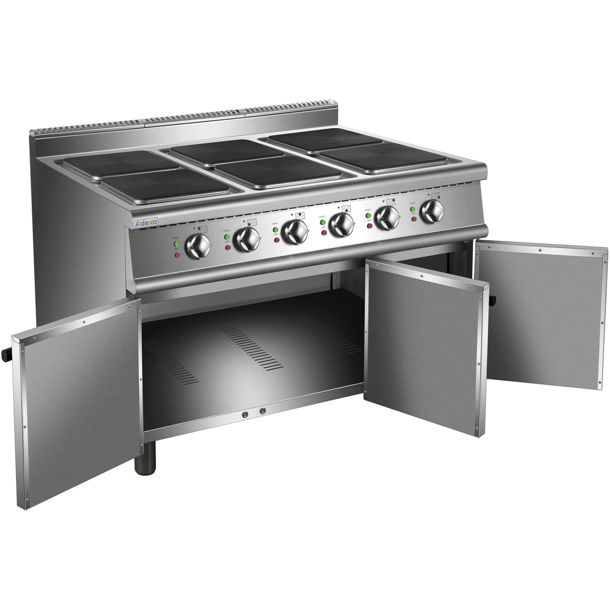 Commercial Electric Cooker 6 Square Burners With Cabinet Base 900mm Depth | Hsq962 C