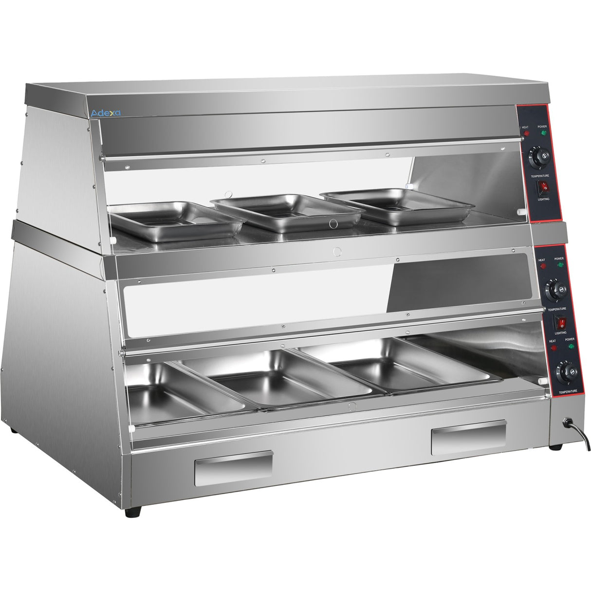 Commercial Two Tier Heated Showcase Food And Chicken Warmer 1200x760x860mm Countertop Dry Heat And Wet Heat | Hw6 Pb
