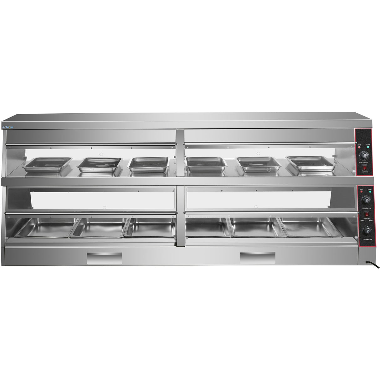 Commercial Two Tier Heated Showcase Food And Chicken Warmer 2200x760x860mm Countertop Dry Heat And Wet Heat | Hw6 Pc