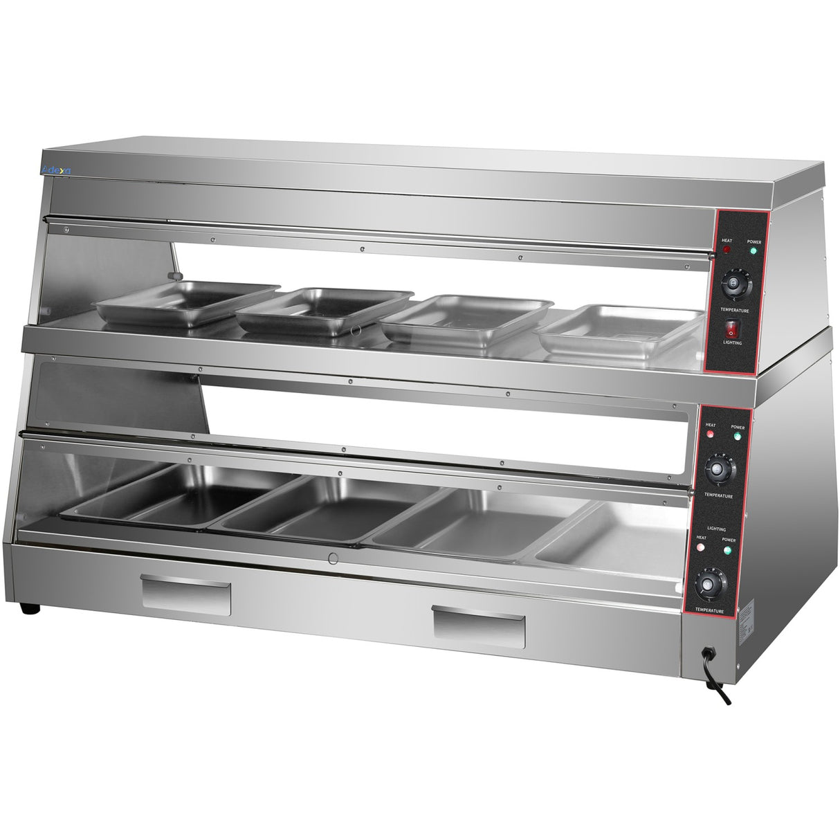 Commercial Two Tier Heated Showcase Food And Chicken Warmer 1500x760x860mm Countertop Dry Heat And Wet Heat | Hw6 P