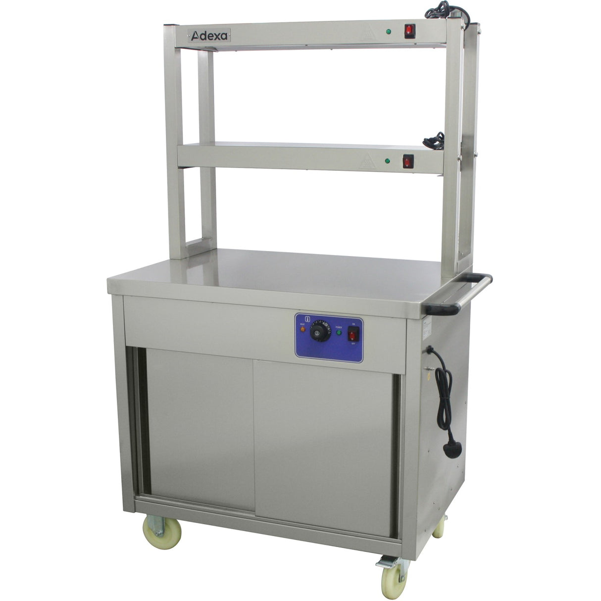 Mobile Flat Top Hot Cupboard With 2 Tier Heated Gantry 900mm | Hyh09 Hd