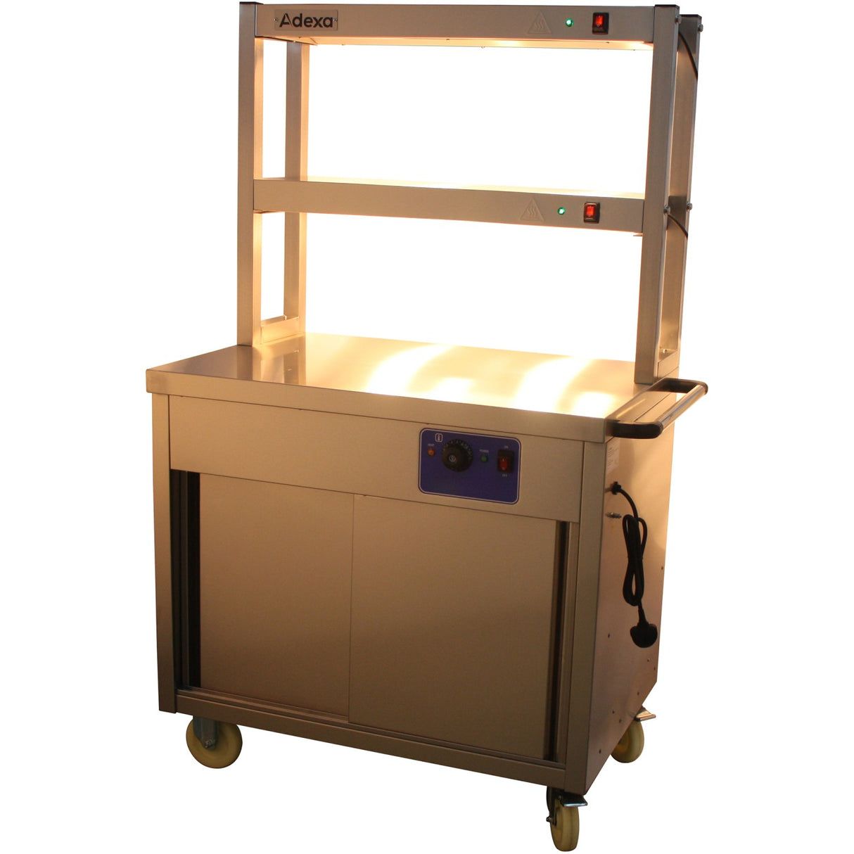 Mobile Flat Top Hot Cupboard With 2 Tier Heated Gantry 900mm | Hyh09 Hd