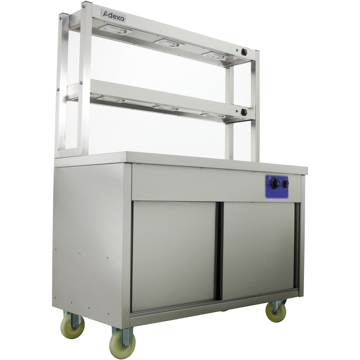 Mobile Flat Top Hot Cupboard With 2 Tier Heated Gantry 1500mm | Hyh15 Hd