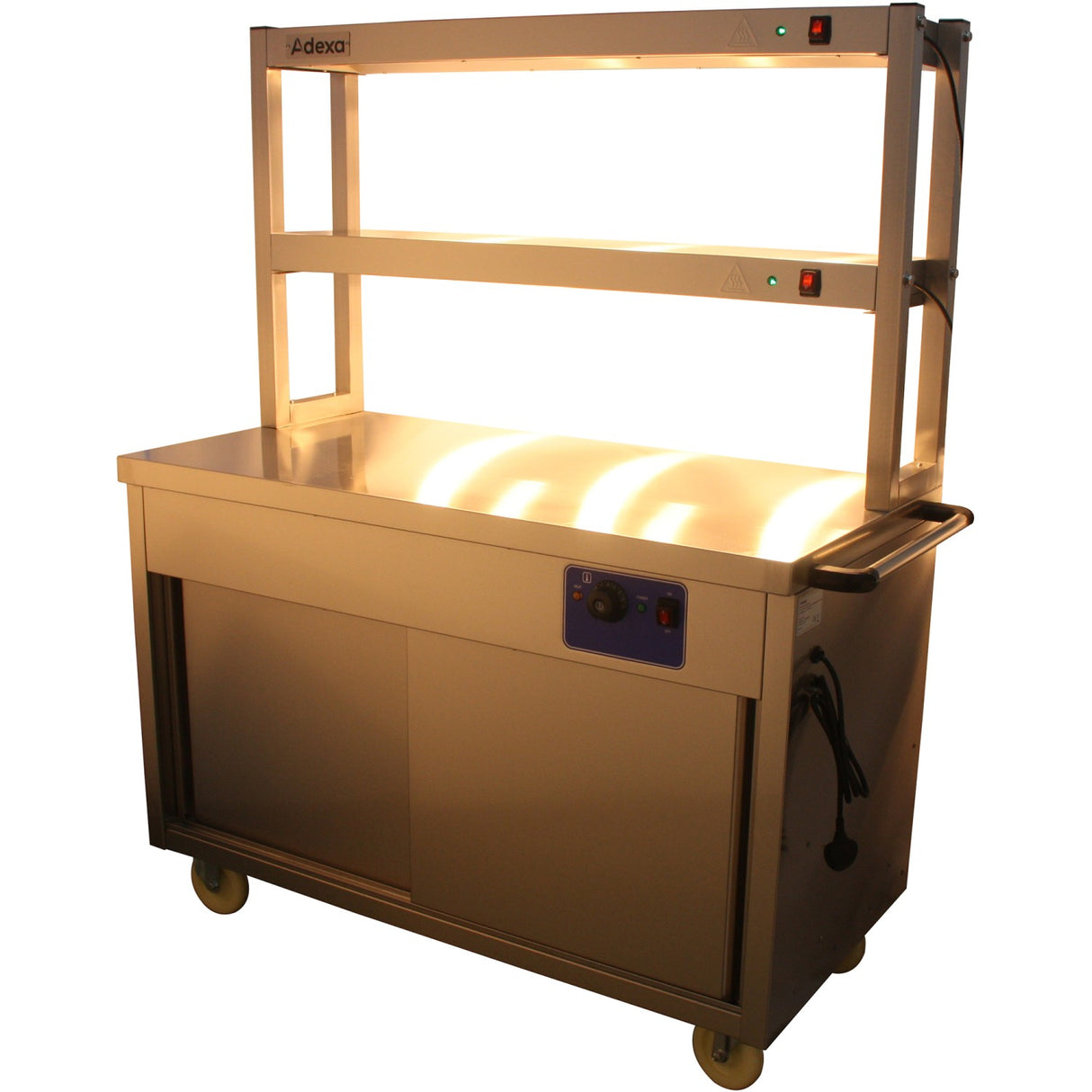 Mobile Flat Top Hot Cupboard With 2 Tier Heated Gantry 1200mm | Hyh12 Hd