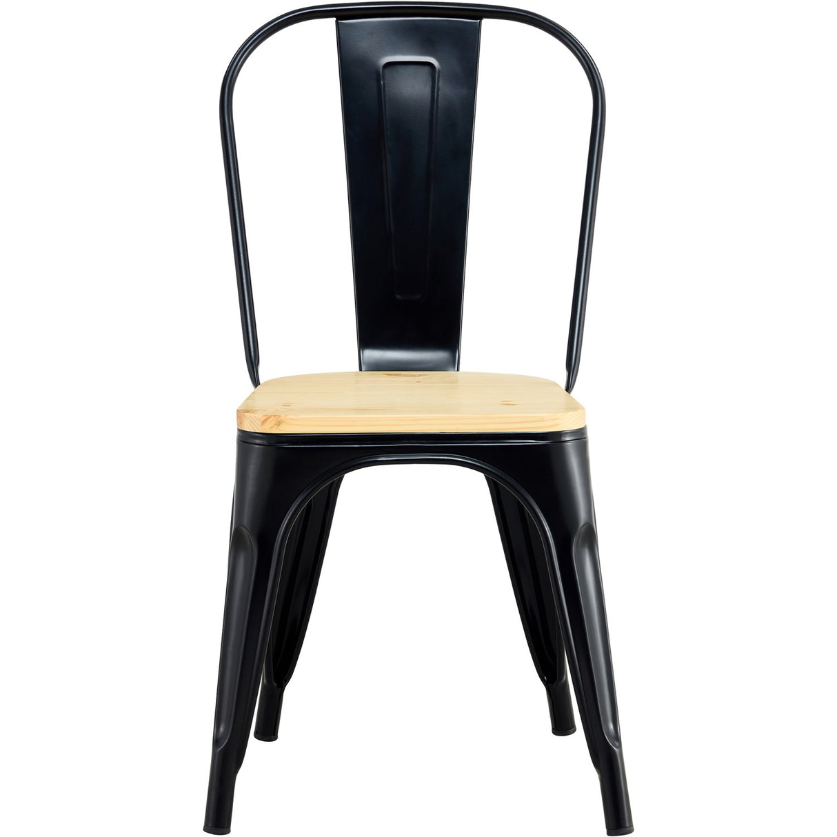 Bistro Dining Chair With Wooden Seat Steel Black Indoors | Hyx503 F2