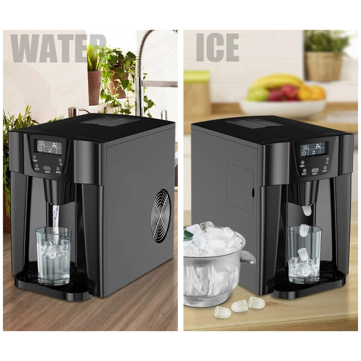2 In 1 Ice Maker &Amp; Cold Water Dispenser Countertop 12kg/24h 0.6kg Bin | Hzb12 E