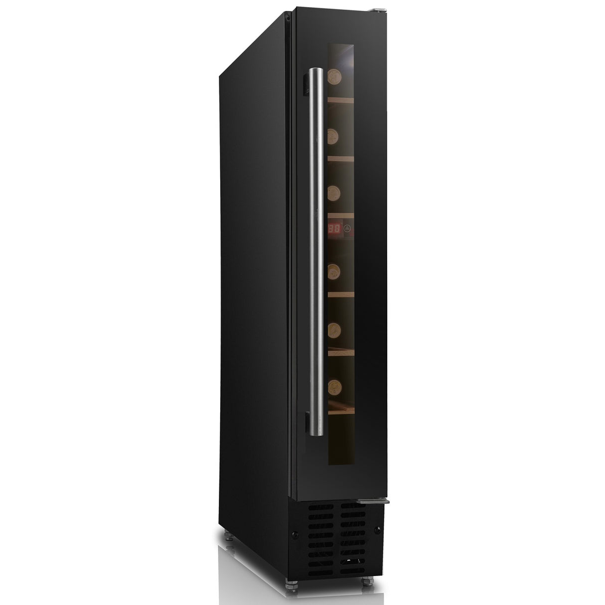 Professional Slimline Glass Front Wine Cooler 7 Bottles 20 Litres Black | Jc22 A1 Eq