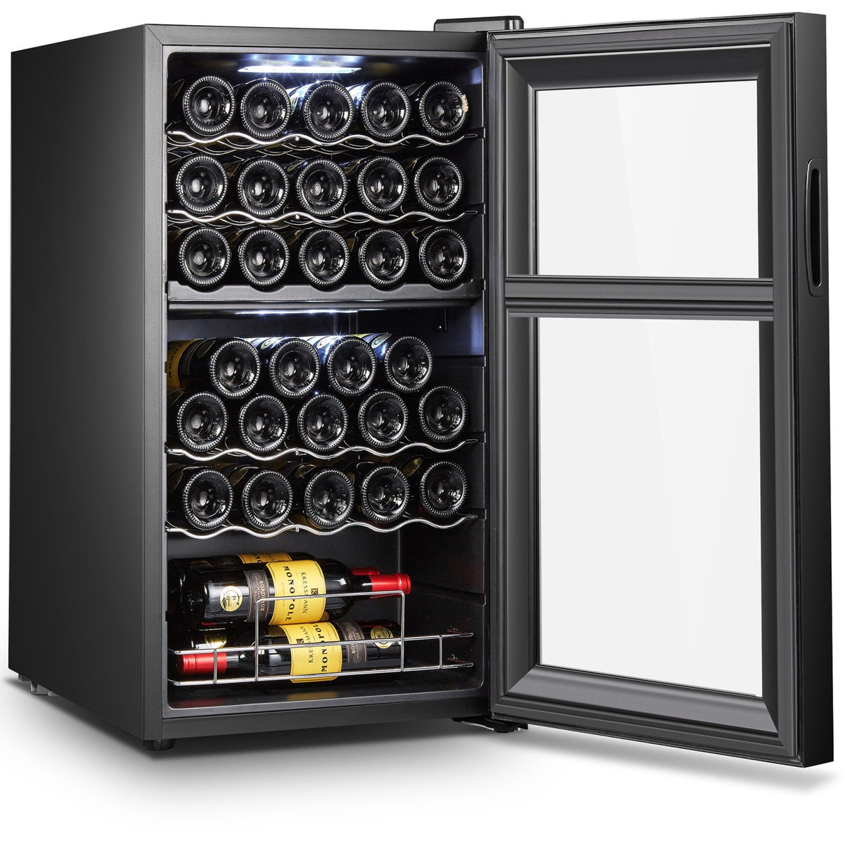 Professional Wine Cooler Dual Zone Stainless Steel/Black 33 Bottles | Jc98 D