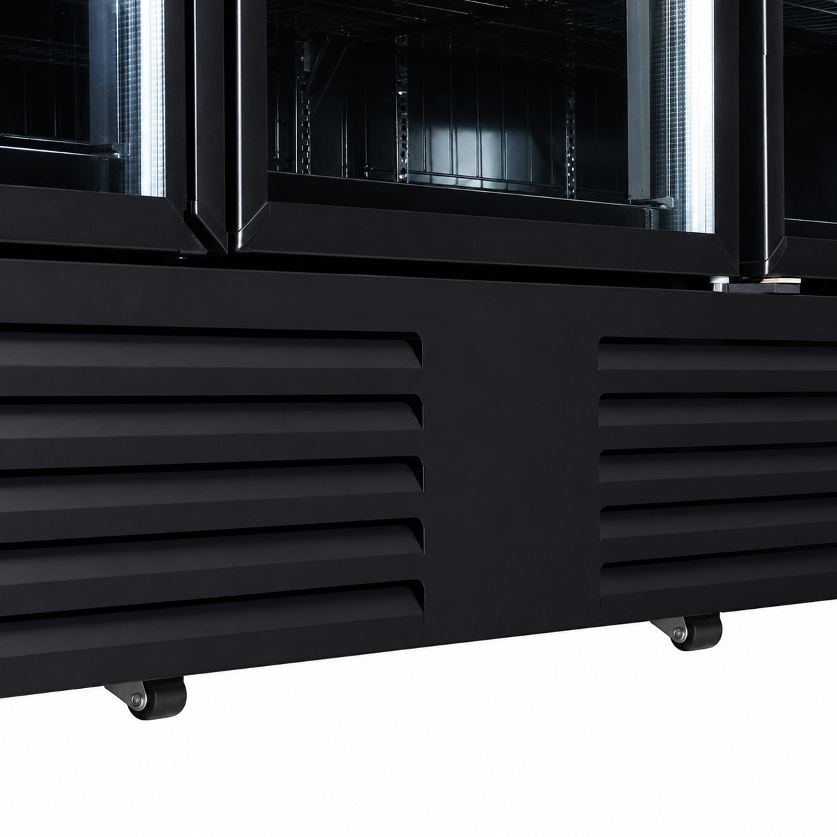 Combisteel Freezer 4 Glass Doors Black Jde 2025 F Bl *Transport On Request* **Note: There Is A Higher Inrush Current, Which Makes A Circuit Breaker With Type C Characteristic Necessary.**