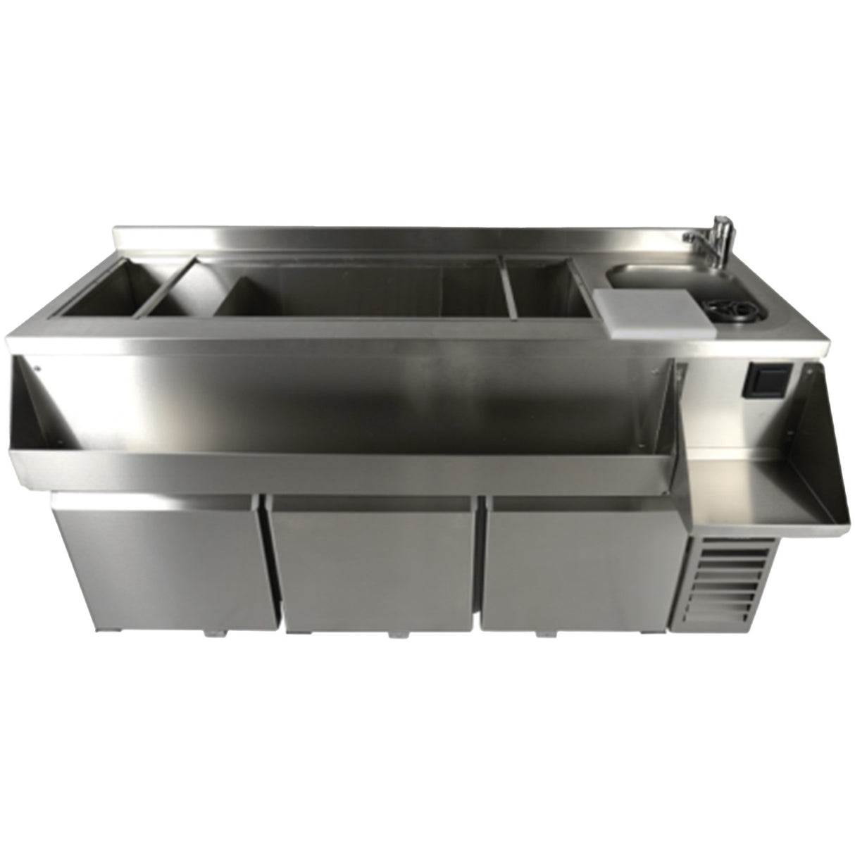 Commercial Stainless Steel Cocktail Bar Station 317 L 3 Doors 1795×718×955mm | Jta504