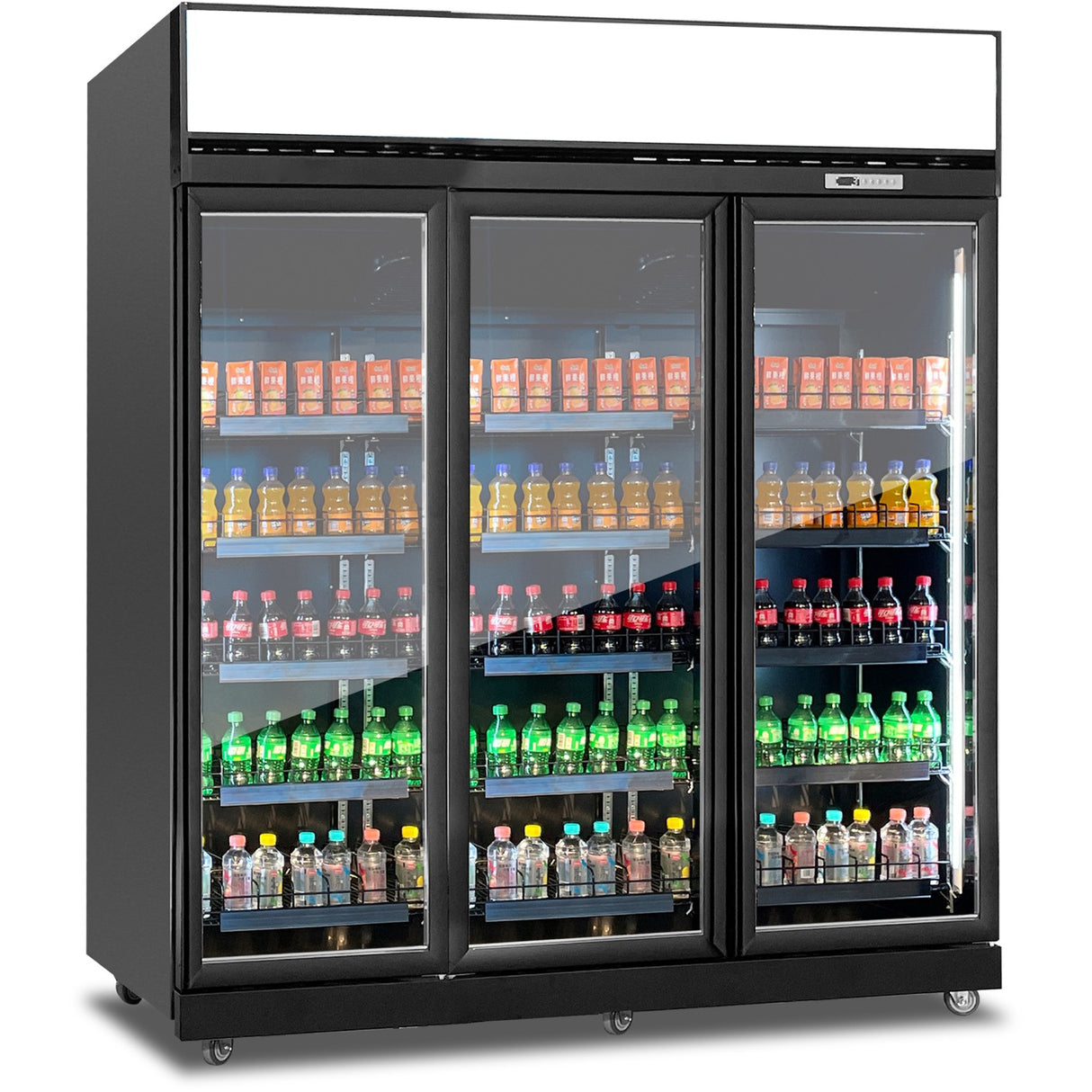 Commercial Display Refrigerator With Triple Glass Door &Amp; Canopy 1530 Litres Black | Klg1880