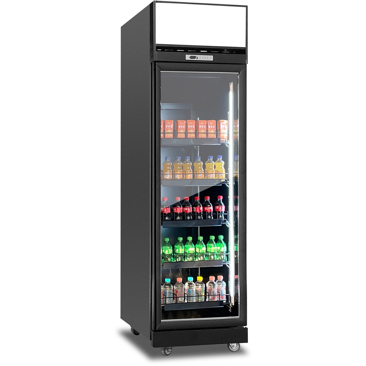 Commercial Display Refrigerator With Glass Door &Amp; Canopy 600 Litres Black | Klg750