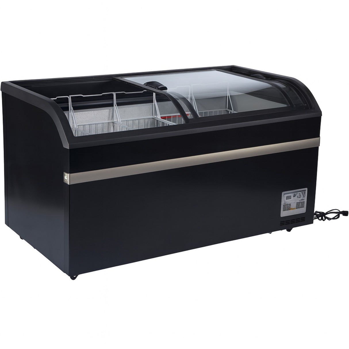 Commercial Horizontal Display Freezer With Shelves 580 Litres 2 Glass Doors 1500x850x880mm Ventilated Cooling Automatic Defrost | Kobe222