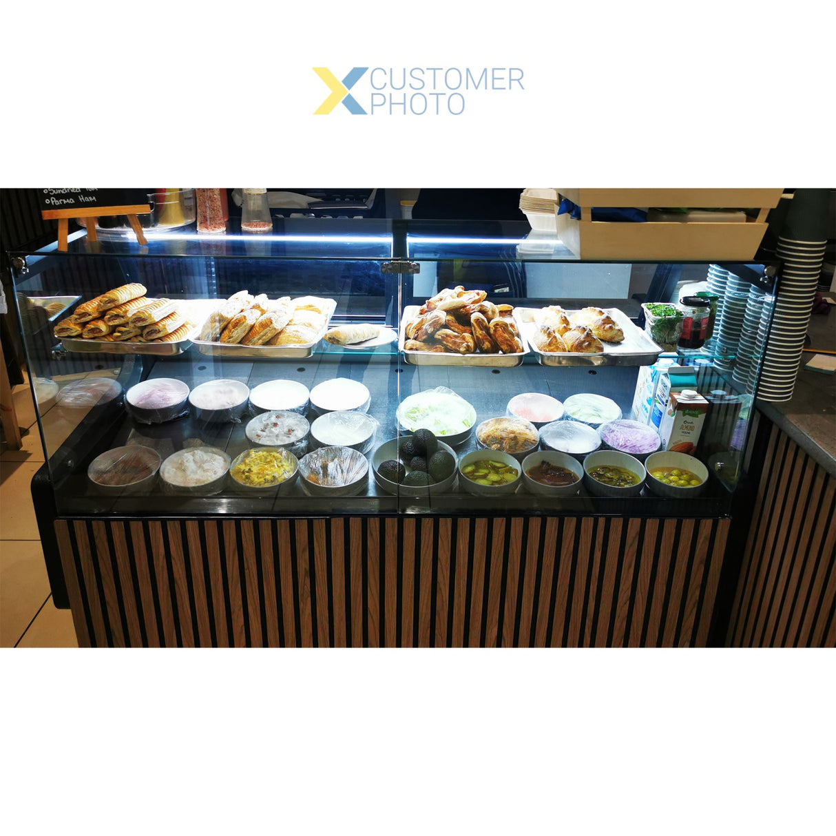 Serve Over Deli Counter Black Front Straight Glass Front Width 1580mm | Bluel106