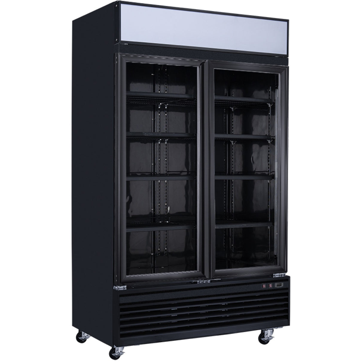 Commercial Display Freezer With Double Glass Door 1000 Litres Black Canopy Light | Ld1000 Fblack