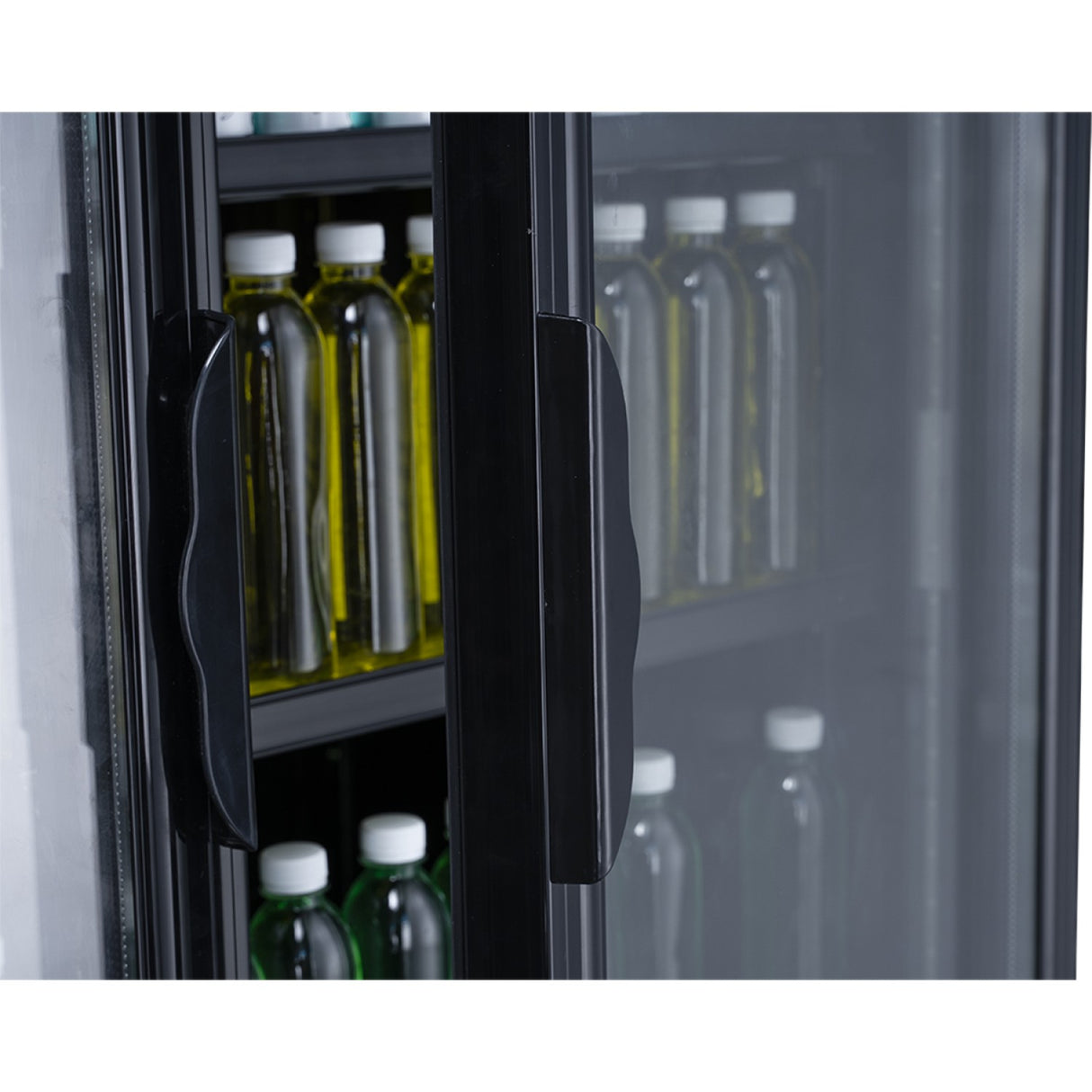 Commercial Bottle Cooler Upright 930 Litres Ventilated Cooling Twin Hinged Doors Black Canopy Light | Lg1000 Bfmblack