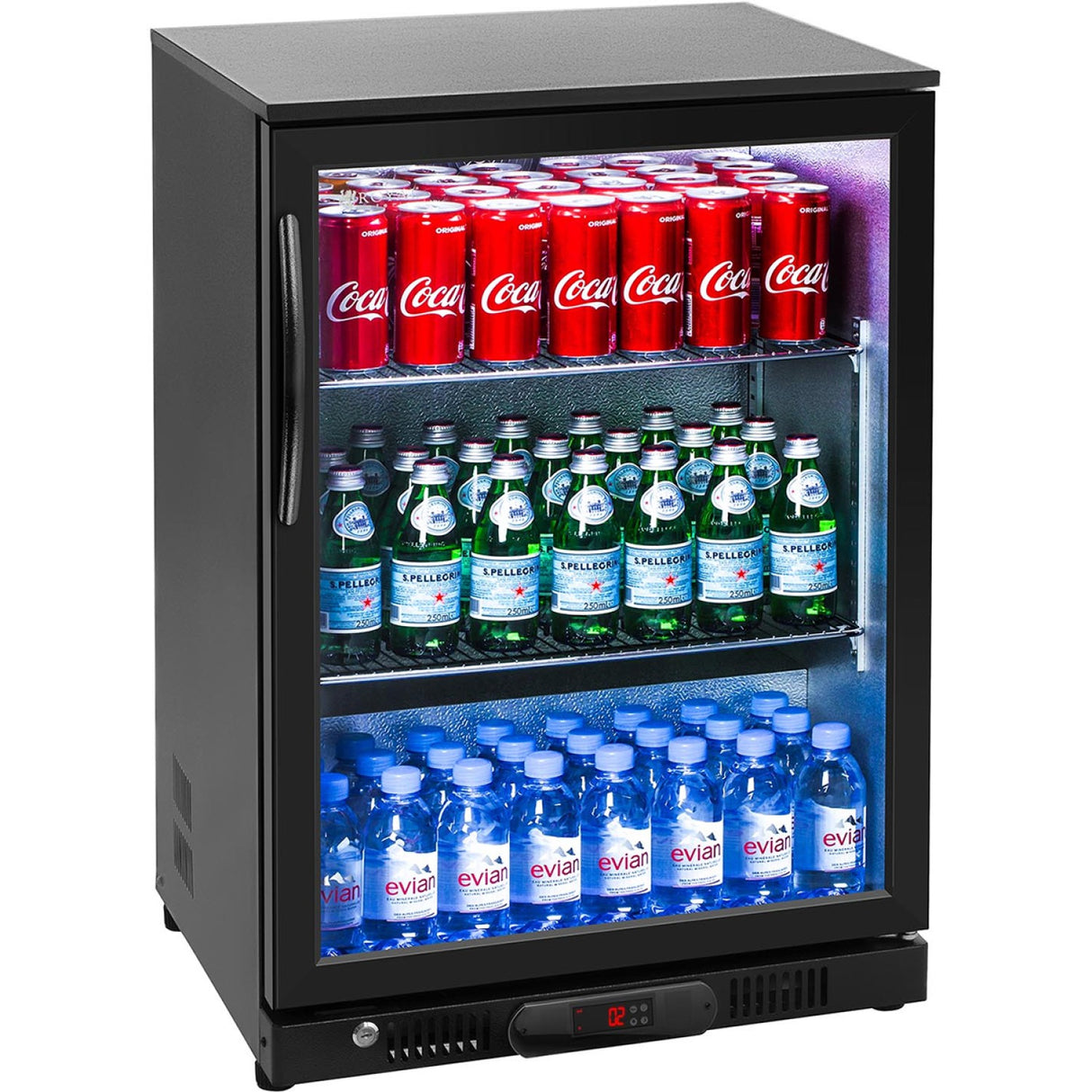 Back Bar Cooler 1 Hinged Door 128 Litres Black | Gn126 H
