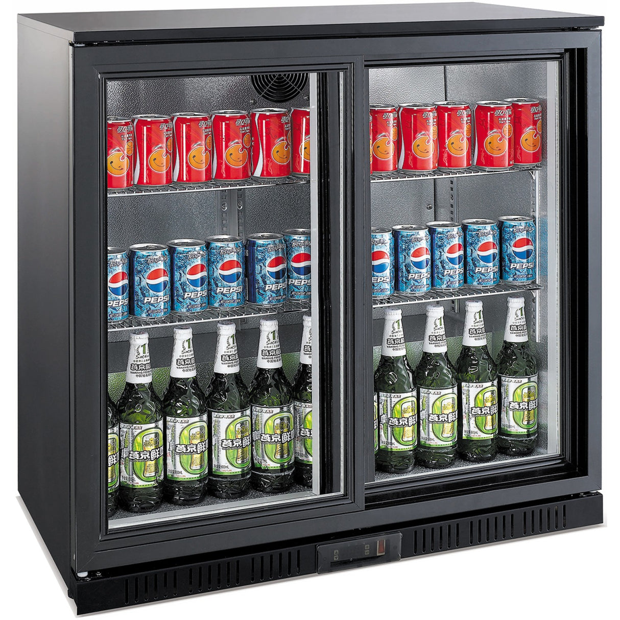 Back Bar Cooler 2 Sliding Doors 220 Litres Black | Bbc2 S