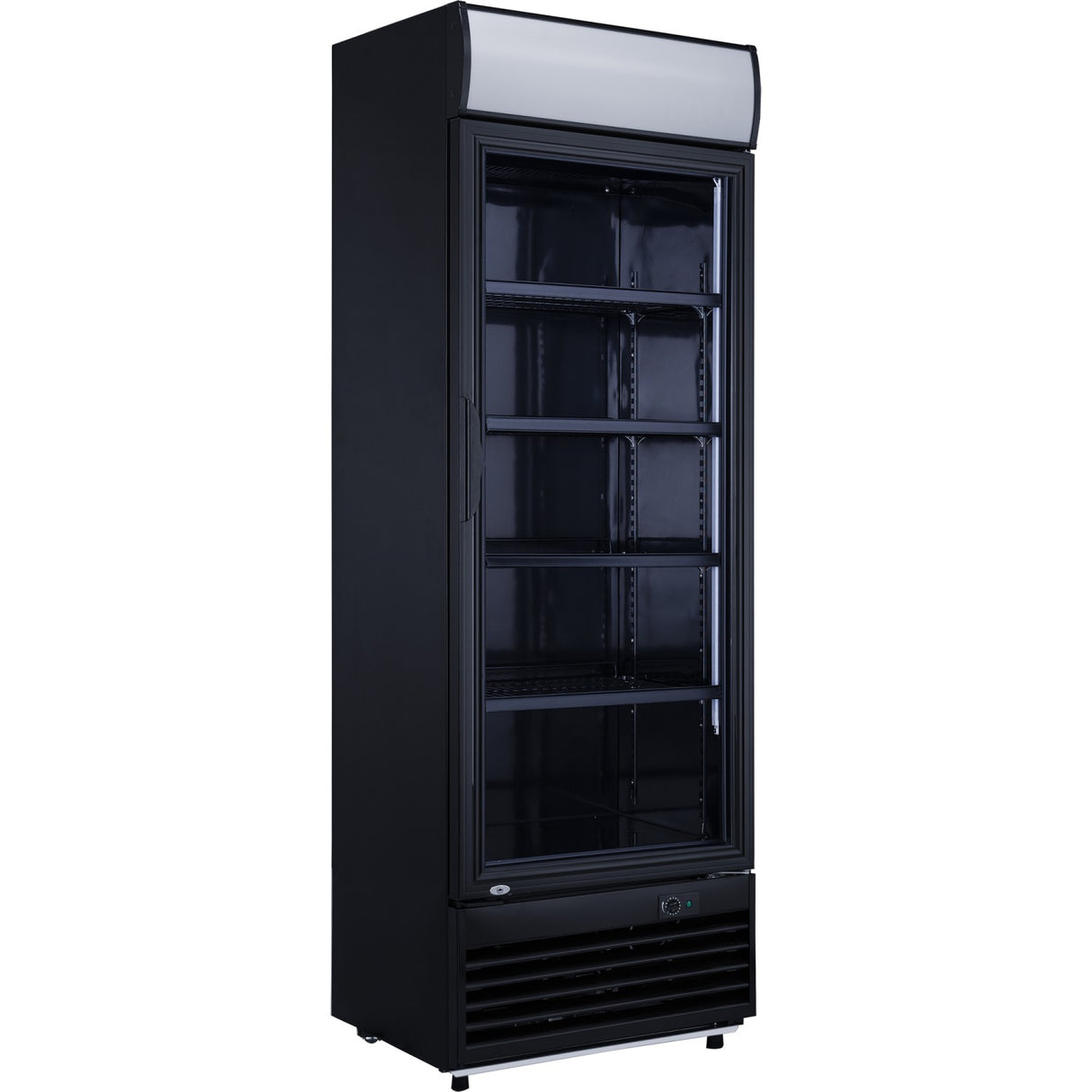 Commercial Drink Cooler Upright 382 Litres Static Cooling Hinged Glass Door Black Canopy Light | Lg382 Bblack