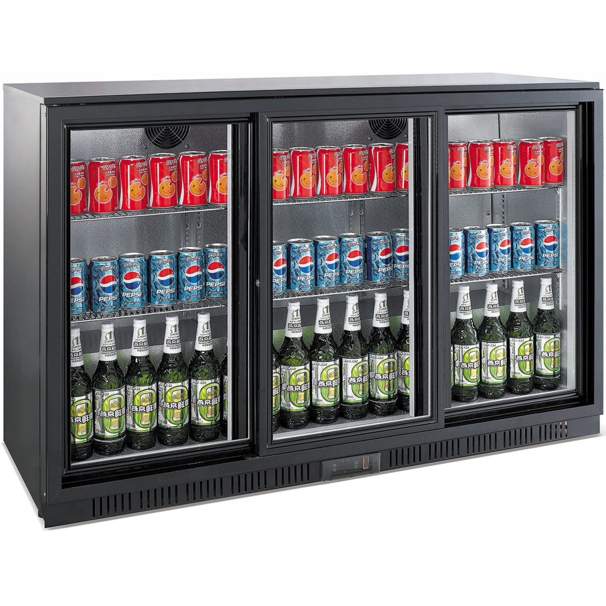 Back Bar Cooler 3 Sliding Doors 300 Litres Black | Bc03 Ps
