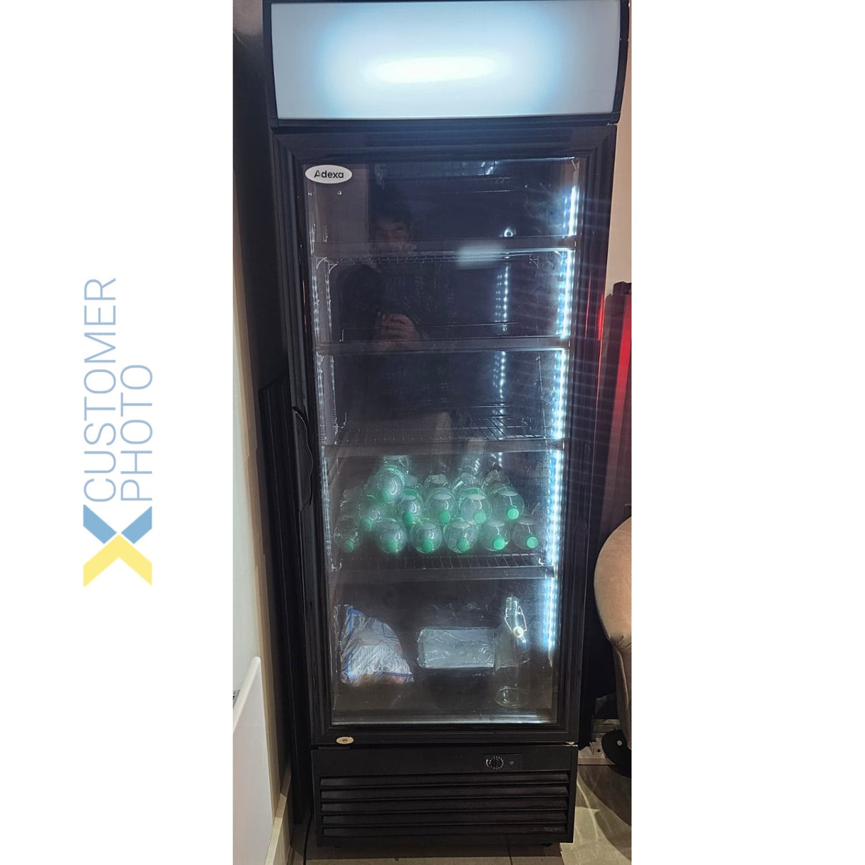 Commercial Drink Cooler Upright 332 Litres Static Cooling Hinged Glass Door Black Canopy Light | Lg332 Bblack
