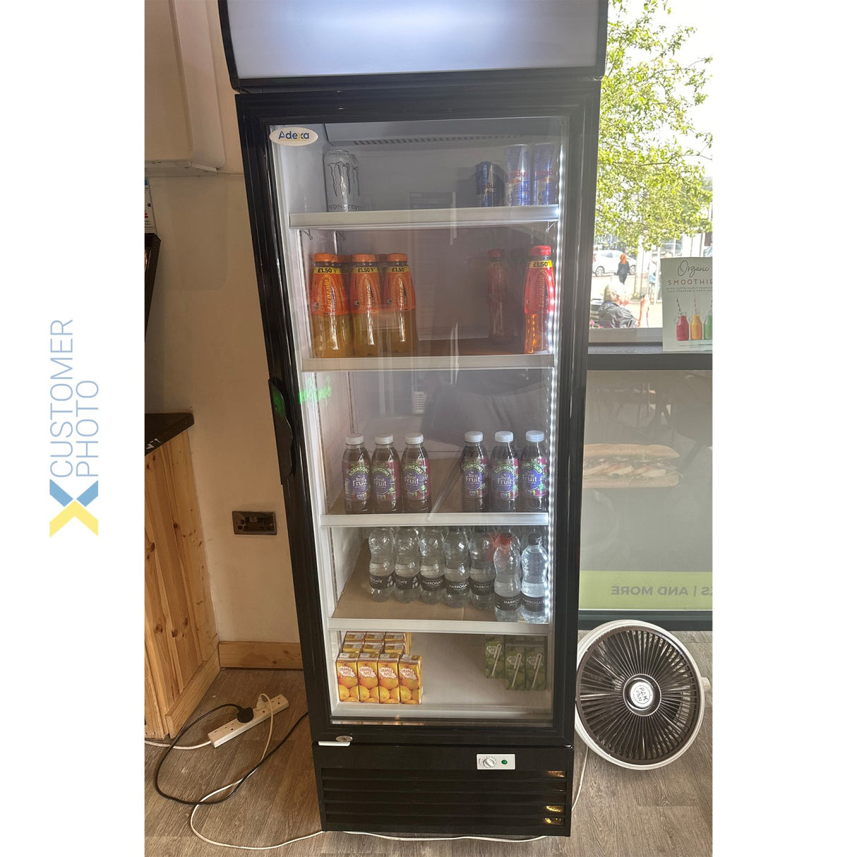 Commercial Bottle Cooler Upright 382 Litres Static Cooling Hinged Glass Door Black/White Canopy Light | Lg382 B