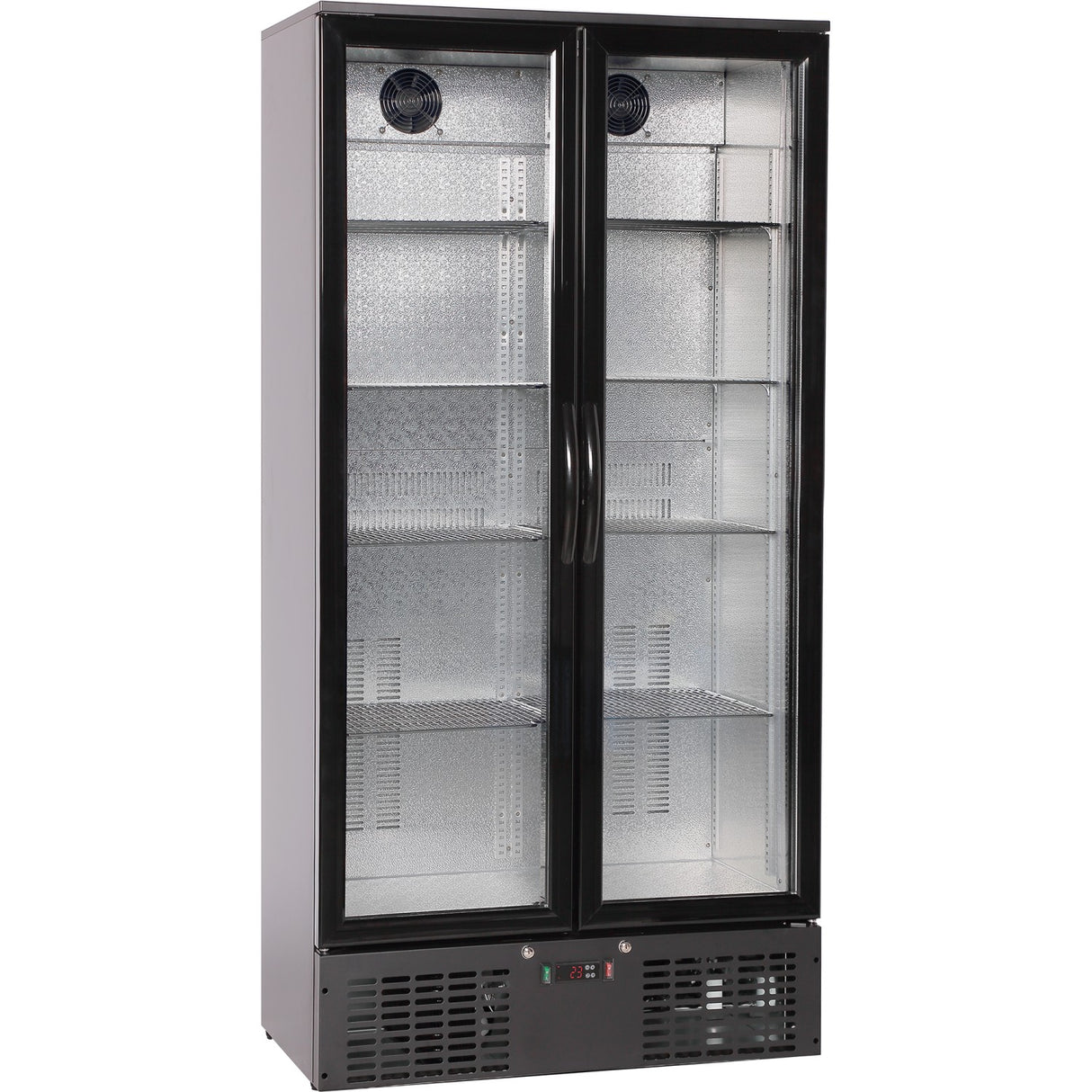 Commercial Bar Bottle Cooler Upright Twin Door 470 Litres Black | Lg510 H