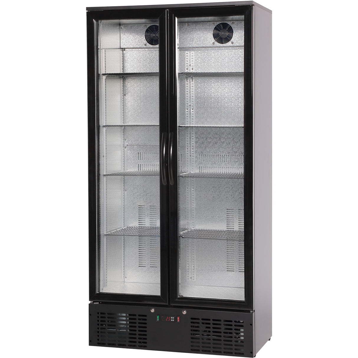Commercial Bar Bottle Cooler Upright Twin Door 470 Litres Black | Lg510 H