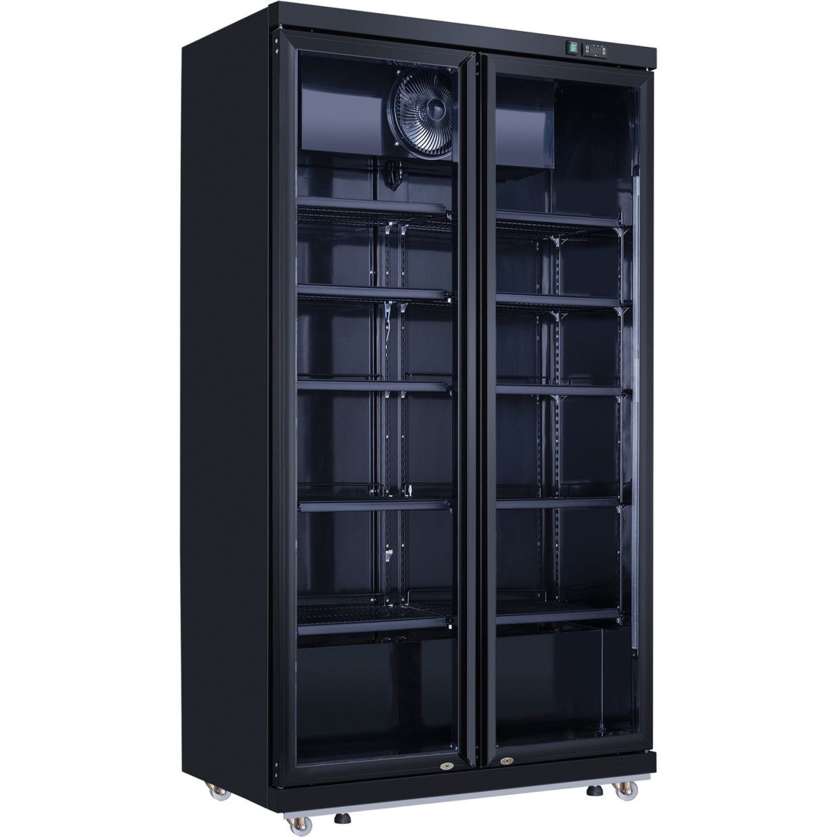Commercial Bottle Cooler Upright 773 Litres Fan Cooling Twin Hinged Doors Black | Lg805 Ablack