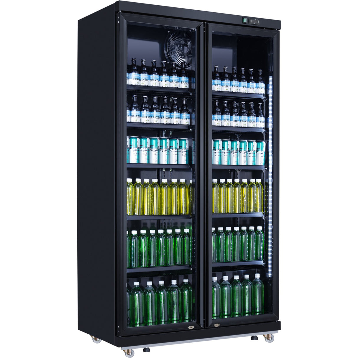Commercial Bottle Cooler Upright 773 Litres Fan Cooling Twin Hinged Doors Black | Lg805 Ablack