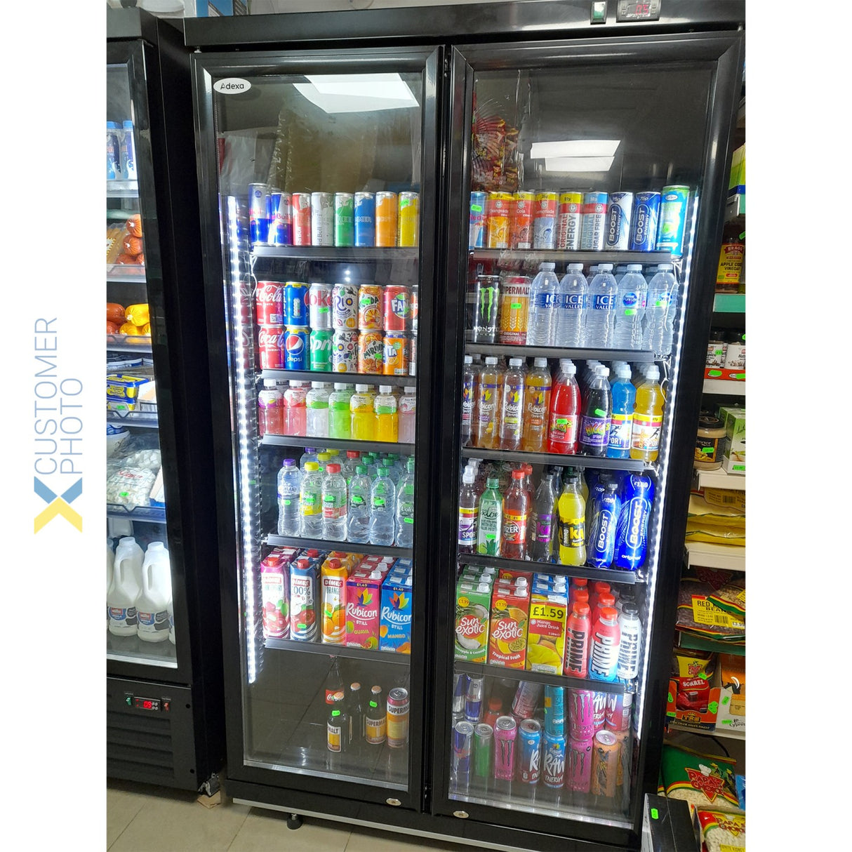 Commercial Bottle Cooler Upright 773 Litres Fan Cooling Twin Hinged Doors Black | Lg805 Ablack