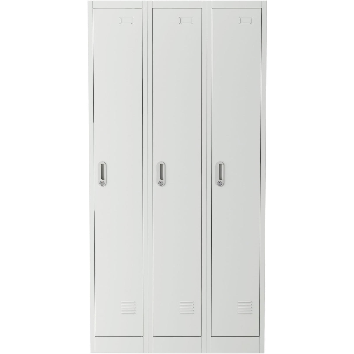 Commercial Grey Three Door Locker With Clothes Hanger, Fixed Shelf And Mirror 900x450x1800mm | Locker3 Tw