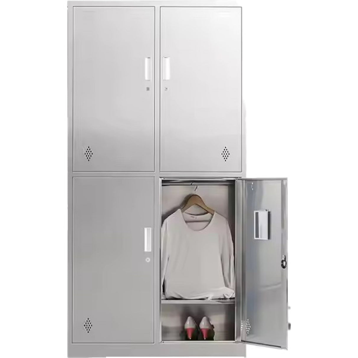 Commercial Stainless Steel Locker 4 Doors 900x420x1800mm | Mb18090 Ss4 Dl