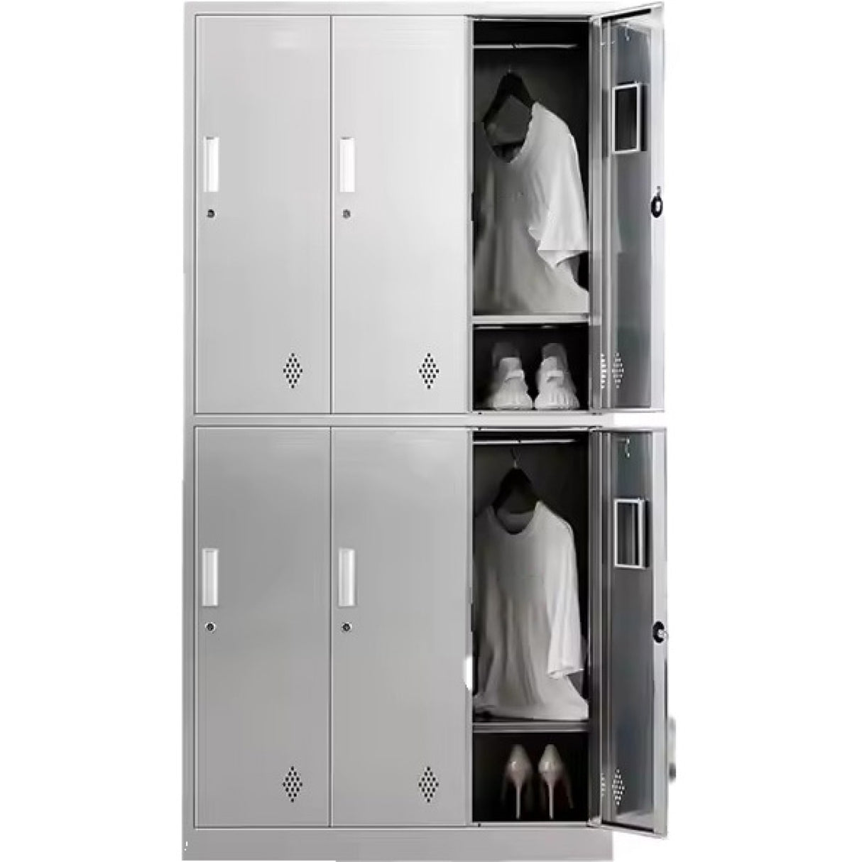 Commercial Stainless Steel Locker 6 Doors 900x420x1800mm | Mb18090 Ss6 Dl