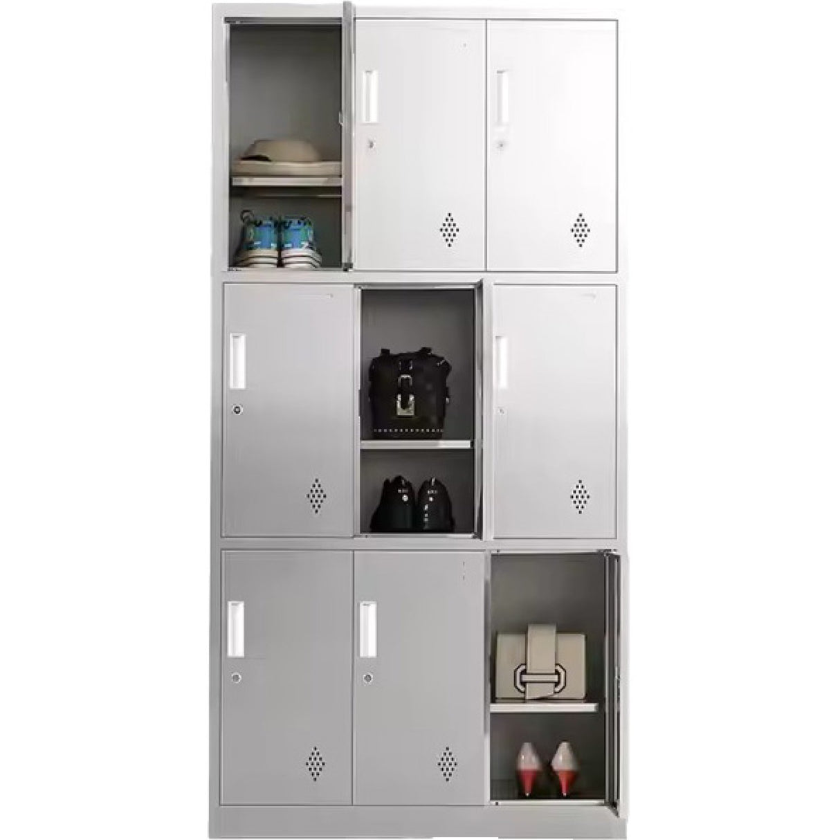 Commercial Stainless Steel Locker 9 Doors 900x350x1800mm | Mb18090 Ss9 Dl