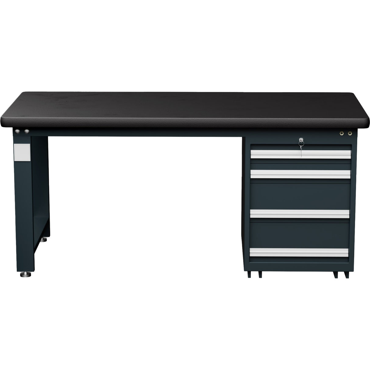 Commercial Heavy Duty Work Table With 4 Drawers 1500x750x800mm Black | Mb80150 Hdt4 D