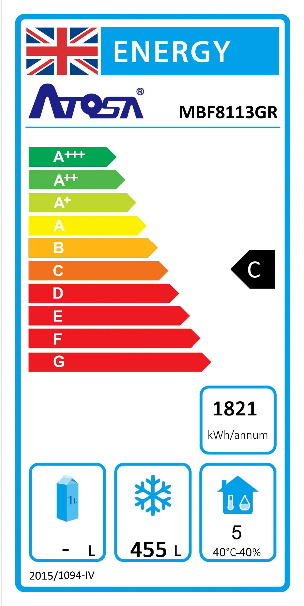 Atosa MBF8113HD Top Mounted Upright Single Door Freezer